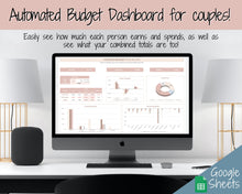 Load image into Gallery viewer, Budget Planner for Couples | Google Sheets Automated Monthly Expenses Spreadsheet | Brown