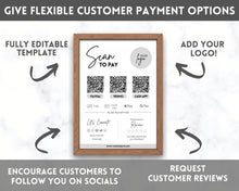 Load image into Gallery viewer, Scan to Pay Sign Shop Logo Editable Sign | QR Code Payment Sign for Small Businesses | Brit Mono