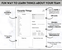 Load image into Gallery viewer, Get To Know Me Printable Game |  Get To Know You Ice Breaker Game | Employee Favorite Things, Team Building, Christmas Party | Mono
