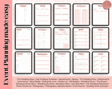 Load image into Gallery viewer, Digital Ultimate Wedding Planner for iPad | GoodNotes Wedding Checklist, Wedding Schedule, Bridal Binder, Wedding Budget & Itinerary | Pink Watercolor