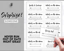 Load image into Gallery viewer, Couples Date Night Idea Cards | 100+ Printable Card Game Gift for Valentines, Birthdays & Anniversaries | Mono
