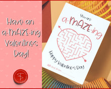 Load image into Gallery viewer, Printable Maze Valentines Day card for Kids | You're Amazing Pencil Valentine Gift | Classroom Puzzle Card