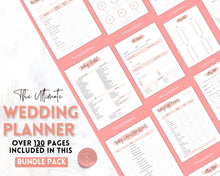 Load image into Gallery viewer, Wedding Planner Printable BUNDLE | Wedding Binder, Checklist, Budget, Wedding Day Schedule & To Do List Planner Book | Pink Watercolor