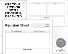 Load image into Gallery viewer, Nursing Revision Sheets for Medical School | Medicine & Nursing Students, Exam Revision Notes & Guide Templates | Mono