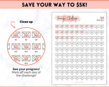Load image into Gallery viewer, 5k Envelope Challenge, 5000 Savings Tracker Printable, 100 Envelopes Save, Budget Cash Envelope, 100 day challenge, Money Saving Finance | Pink Scrawl