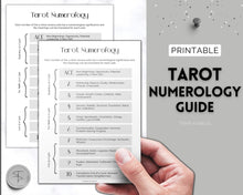 Load image into Gallery viewer, Tarot Numerology Sheet & Monthly Readings | Learn Tarot Card Readings, Tarot Spreads & Beginner Tarot Planner | Mono