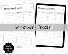 Load image into Gallery viewer, Homework Tracker & Homework Planner Printable | Academic Assignment Planner Template | Mono