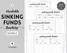 Load image into Gallery viewer, Sinking Funds Tracker BUNDLE | Printable Savings, Budget & Finance Trackers | Mono Swash