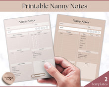 Load image into Gallery viewer, Nanny Schedule, Notes & Report Template for Baby | Babysitter Info Hiring Guide, Nanny Checklist & Planner, Baby Daily Log | Lux