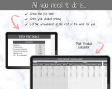 Load image into Gallery viewer, Etsy Fee and Profit Calculator | Pricing Spreadsheet for Small Business & Etsy Sellers | Mono