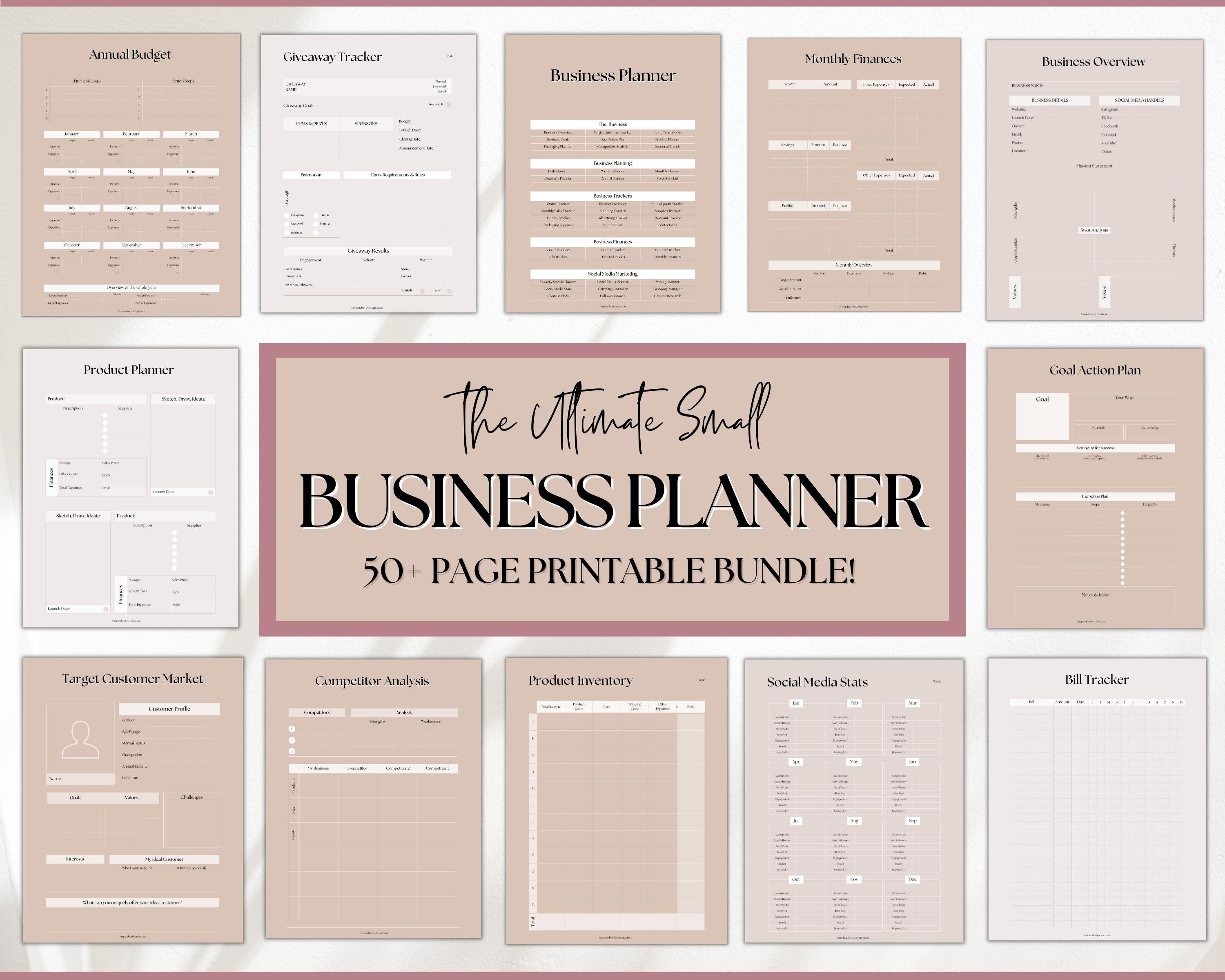 Small Business Planner Bundle, Printables, Trackers, Templates