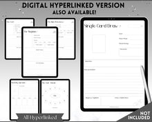 Load image into Gallery viewer, Tarot Cheat Sheet Printable |  Learn Tarot Card Readings for Beginners, Tarot Spreads, Upright & Reverse meanings | Sky Mono