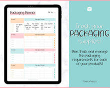 Load image into Gallery viewer, Packaging Planner Template Printable | Digital Small Business Product Planner | Colorful Sky