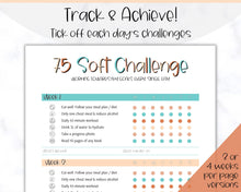Load image into Gallery viewer, EDITABLE 75 SOFT Challenge Tracker | 75soft Printable Challenge, Fitness & Health Planner | Summer