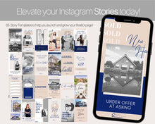 Load image into Gallery viewer, 65 REAL ESTATE Instagram Story Templates. Editable Realtor Canva Template Pack. Instagram Square Posts. Marketing Graphics, Social Media IG