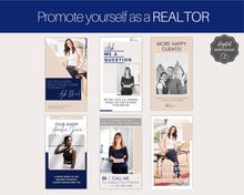 Load image into Gallery viewer, 65 REAL ESTATE Instagram Story Templates. Editable Realtor Canva Template Pack. Instagram Square Posts. Marketing Graphics, Social Media IG
