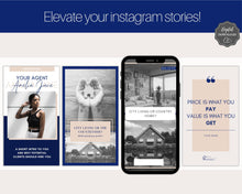 Load image into Gallery viewer, 65 REAL ESTATE Instagram Story Templates. Editable Realtor Canva Template Pack. Instagram Square Posts. Marketing Graphics, Social Media IG