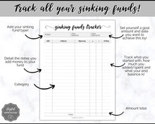 Load image into Gallery viewer, Sinking Funds Tracker BUNDLE | Printable Savings, Budget & Finance Trackers | Mono Swash