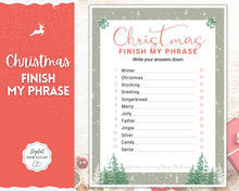 Load image into Gallery viewer, Christmas Finish My Phrase Game | Holiday Xmas Party Game Printables for the Family | Green