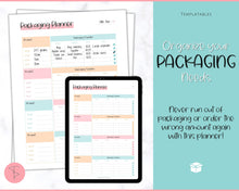 Load image into Gallery viewer, Packaging Planner Template Printable | Digital Small Business Product Planner | Colorful Sky