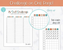 Load image into Gallery viewer, EDITABLE 75 SOFT Challenge Tracker | 75soft Printable Challenge, Fitness & Health Planner | Summer
