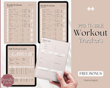 Load image into Gallery viewer, Workout Tracker BUNDLE | Fitness, Exercise & Weight loss Planner | Lux