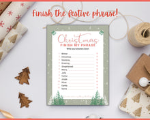 Load image into Gallery viewer, Christmas Finish My Phrase Game | Holiday Xmas Party Game Printables for the Family | Green