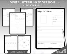 Load image into Gallery viewer, Tarot Numerology Sheet & Monthly Readings | Learn Tarot Card Readings, Tarot Spreads & Beginner Tarot Planner | Mono