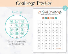 Load image into Gallery viewer, EDITABLE 75 SOFT Challenge Tracker | 75soft Printable Challenge, Fitness & Health Planner | Summer