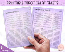 Load image into Gallery viewer, Tarot Cheat Sheet Printable |  Learn Tarot Card Readings for Beginners, Tarot Spreads, Upright & Reverse meanings | Sky Purple