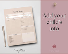 Load image into Gallery viewer, Nanny Schedule, Notes & Report Template for Baby | Babysitter Info Hiring Guide, Nanny Checklist & Planner, Baby Daily Log | Lux