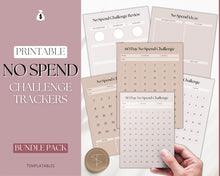 Load image into Gallery viewer, No Spend Challenge BUNDLE | Printable 30 day, 60 day, 90 day Savings Challenge & Monthly Spending Tracker | Lux