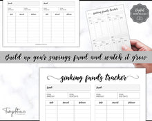 Load image into Gallery viewer, Sinking Funds Tracker BUNDLE | Printable Savings, Budget & Finance Trackers | Mono Swash