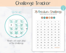 Load image into Gallery viewer, EDITABLE 75 MEDIUM Challenge Tracker | 75medium Printable Challenge, Fitness & Health Planner | Summer
