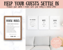 Load image into Gallery viewer, 15 Airbnb Posters | Editable Template Sign Bundle, Wifi password Sign, Check Out Signs for Airbnb Superhosts | Farmhouse