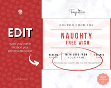 Load image into Gallery viewer, Naughty Sex Coupons for Valentines | Sexy Couples Coupon Book for Him & Her | Personalized Kinky Valentines, Birthday, Anniversary Gifts | Red