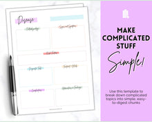 Load image into Gallery viewer, Disease Template, Nursing Patho Pathophysiology Study Guide for Students, Med Surg Brain Sheet, Disease Overview Printable | Pastel Rainbow