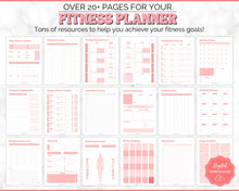 Load image into Gallery viewer, Fitness Planner Ultimate Bundle | Weight Loss, Workout, Fitness, Wellnes & Health, Meal Planner, Self Care, Habit Tracker | Hearts