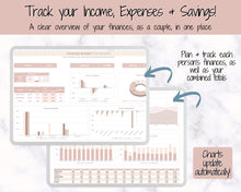 Load image into Gallery viewer, Budget Planner for Couples | Google Sheets Automated Monthly Expenses Spreadsheet | Brown