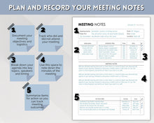 Load image into Gallery viewer, Meeting Notes Template | Editable Meeting Minutes & Meeting Agenda Template for GoodNotes, OneNote