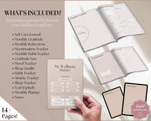 Load image into Gallery viewer, Self Care Planner & Wellness Journal BUNDLE | Printable Selfcare Tracker Checklist, Wellbeing, Mindfulness & Health Planners | Lux