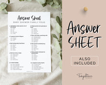 Load image into Gallery viewer, Family Feud Baby Shower Games Printable | Trivia Activity for Woodland, Boho, Neutral Theme Baby Showers
