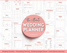 Load image into Gallery viewer, Wedding Planner Printable BUNDLE | Wedding Binder, Checklist, Budget, Wedding Day Schedule & To Do List Planner Book | Pink Watercolor