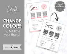 Load image into Gallery viewer, Scan to Pay Sign Shop Logo Editable Sign | QR Code Payment Sign for Small Businesses | Brit Mono
