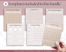 Load image into Gallery viewer, No Spend Challenge BUNDLE | Printable 30 day, 60 day, 90 day Savings Challenge & Monthly Spending Tracker | Lux