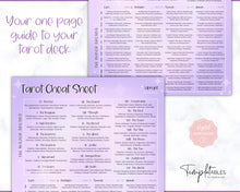 Load image into Gallery viewer, Tarot Cheat Sheet Printable |  Learn Tarot Card Readings for Beginners, Tarot Spreads, Upright & Reverse meanings | Sky Purple