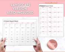 Load image into Gallery viewer, 6 Patient Nurse Report Sheet to Organize your Shifts | Nurse Brain Sheet, ICU Nurse Report Patient Assessment Template | Pink