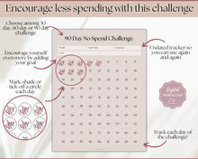 Load image into Gallery viewer, No Spend Challenge BUNDLE | Printable 30 day, 60 day, 90 day Savings Challenge & Monthly Spending Tracker | Lux