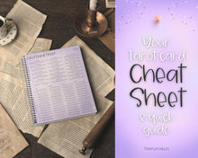 Load image into Gallery viewer, Tarot Cheat Sheet Printable |  Learn Tarot Card Readings for Beginners, Tarot Spreads, Upright & Reverse meanings | Sky Purple