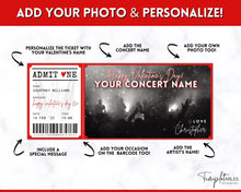Load image into Gallery viewer, Valentine's Day Gift Concert Ticket Template | EDITABLE Surprise Gift for Musical Events & Theatre Shows